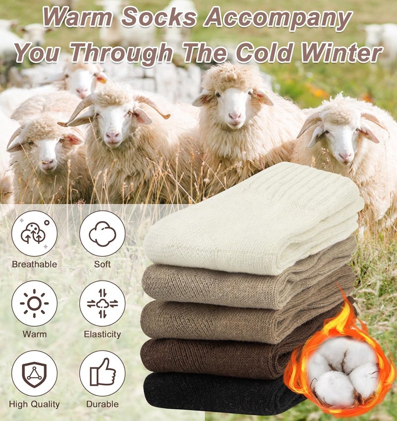 YSense Wool Socks for Women, Winter Boot Socks Stocking Stuffers Gifts for Women Warm Crew Hiking - Image 3